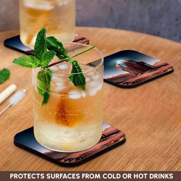 3dRose - Wholesale Coasters - 3dRose, Fantastic automatic scientific module on Mars. Blue beacon light, Coaster9