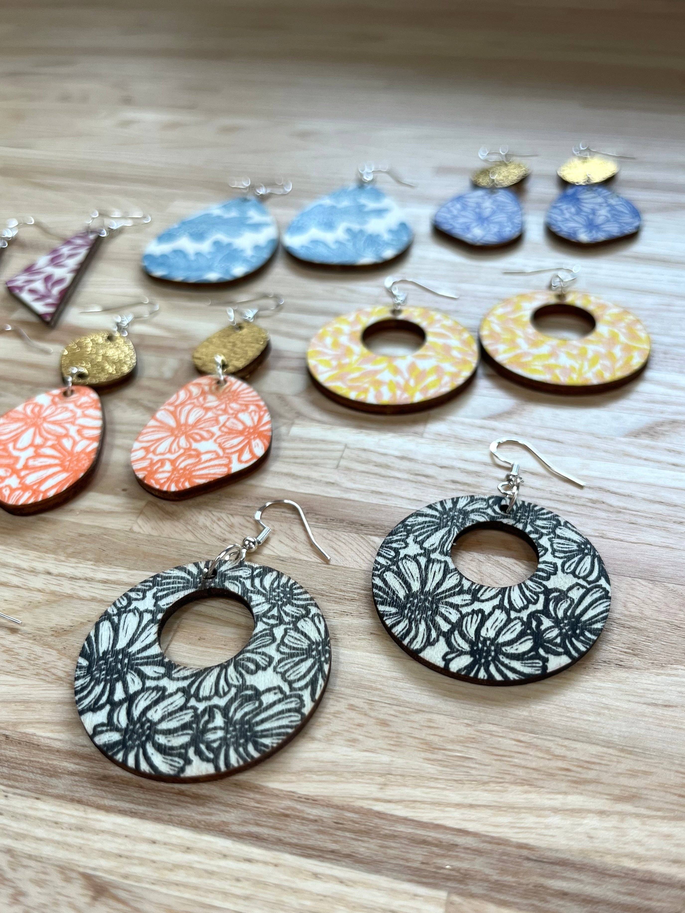Beth Lewis Art – wholesale Dangle earrings – New Colourful Wooden Earrings23