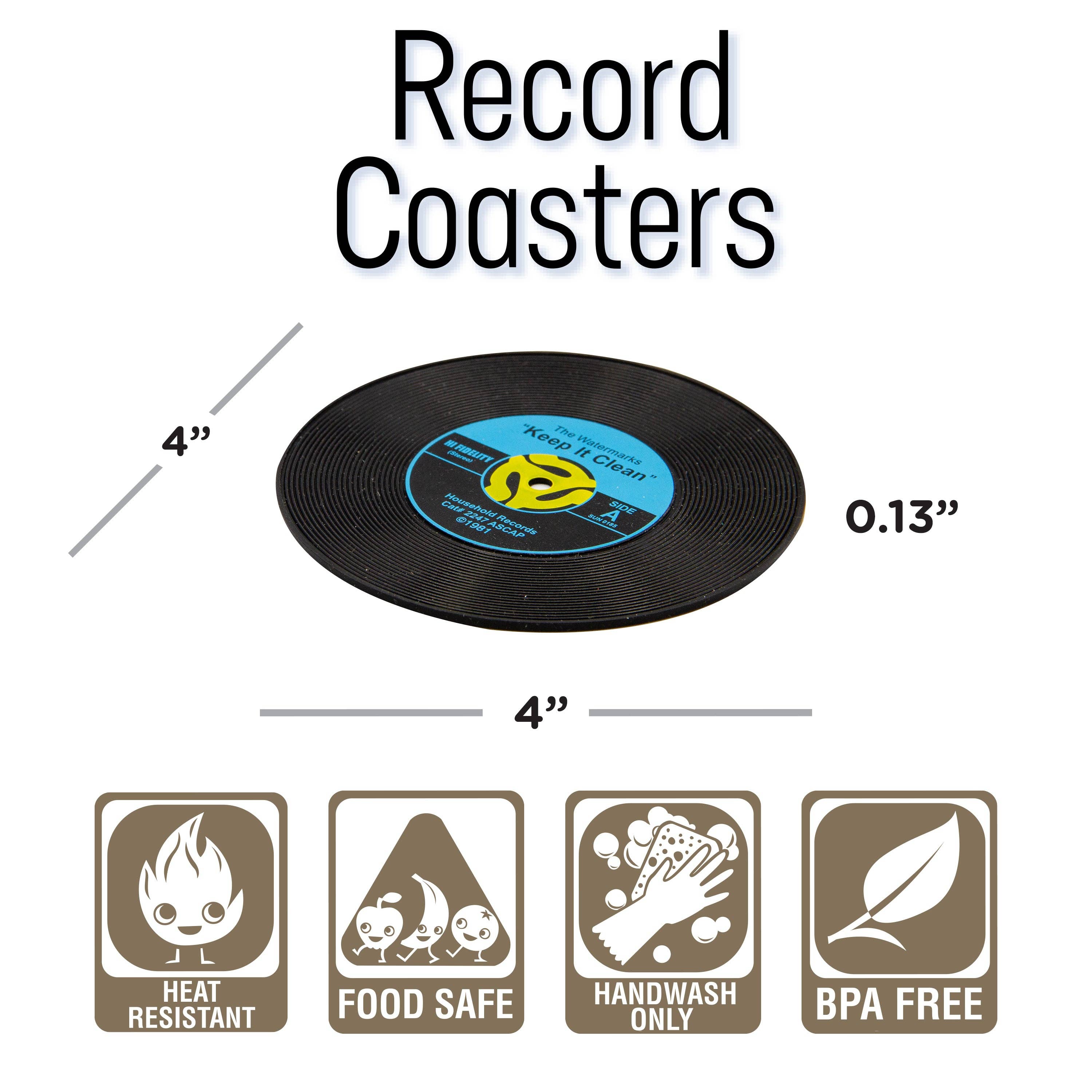 AQUARIUS, GAMAGO, ICUP, & ROCK SAWS by NMR Brands - Vente Sous-verre - Set de 45 Record Coasters1