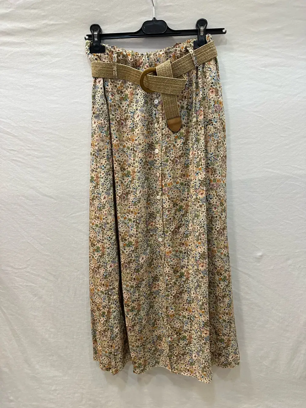 Mimi & Gogo - Wholesale Skirt - Women's - Floral Buttoned Long Skirt with Belt @3995_JuBoutCeinture0