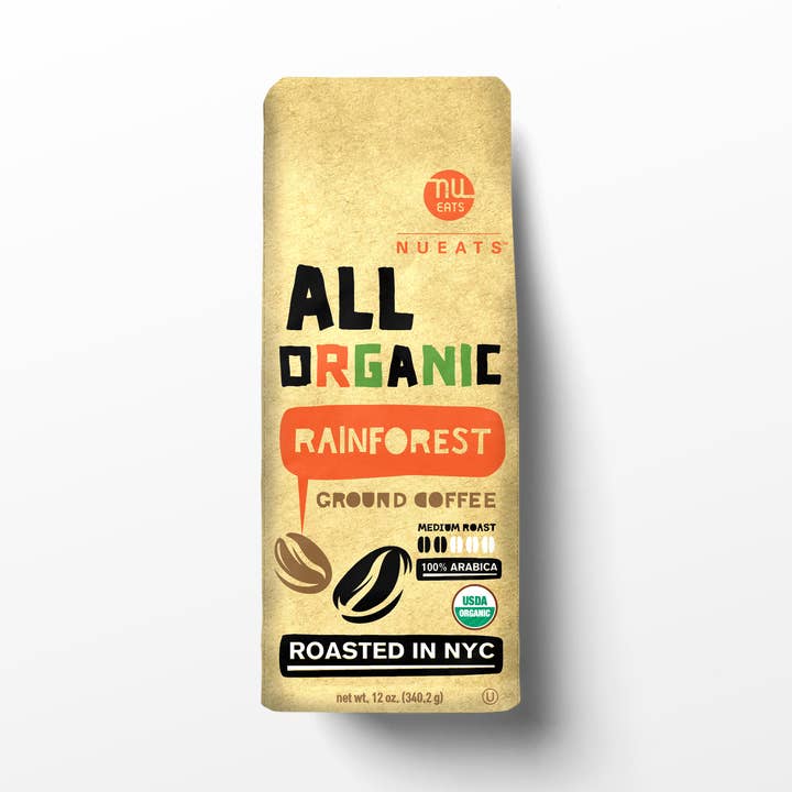 Nueats, Organic Coffee Ground, RAINFOREST - MEDIUM ROAST (K) for wholesale by NuEats