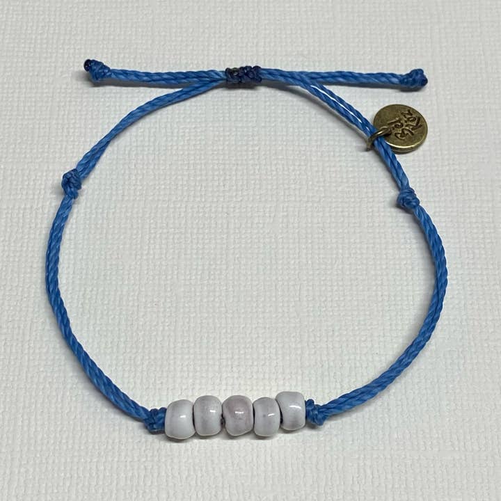 BRANCO | AZUL pulseira ajustável de cordão encerado por atacado de Bel Koz Haiti