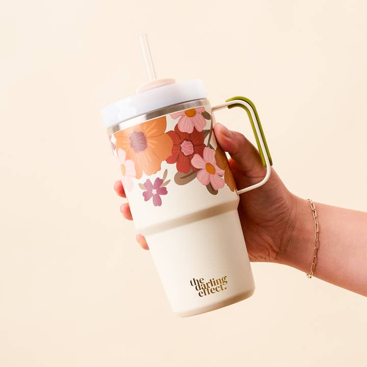 The Darling Effect - Wholesale Insulated Mug/Tumbler - 20 oz Mini On-the-Go Tumbler-Wild About You Cream