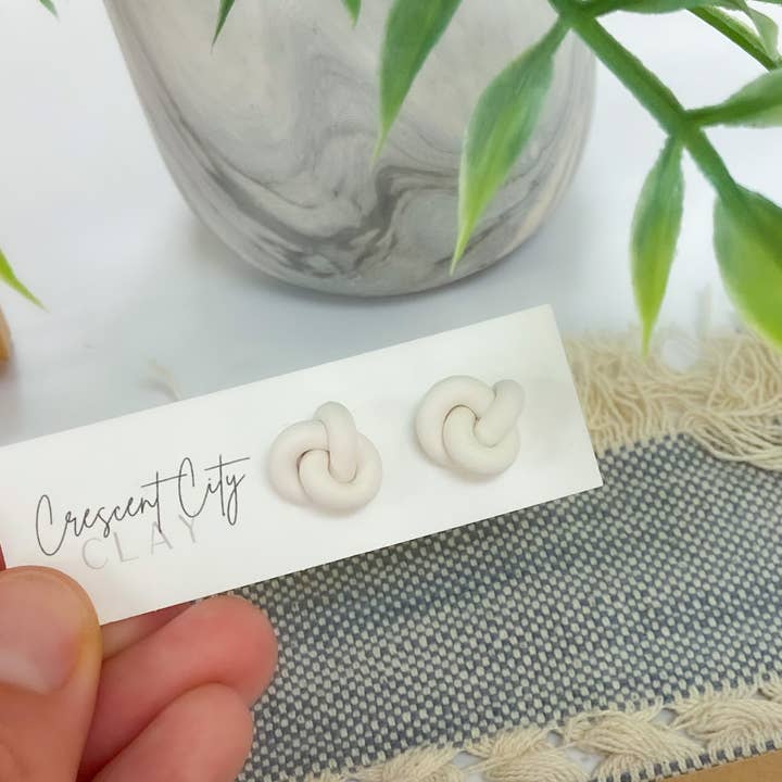 Knot Studs in White for wholesale by Crescent City Clay
