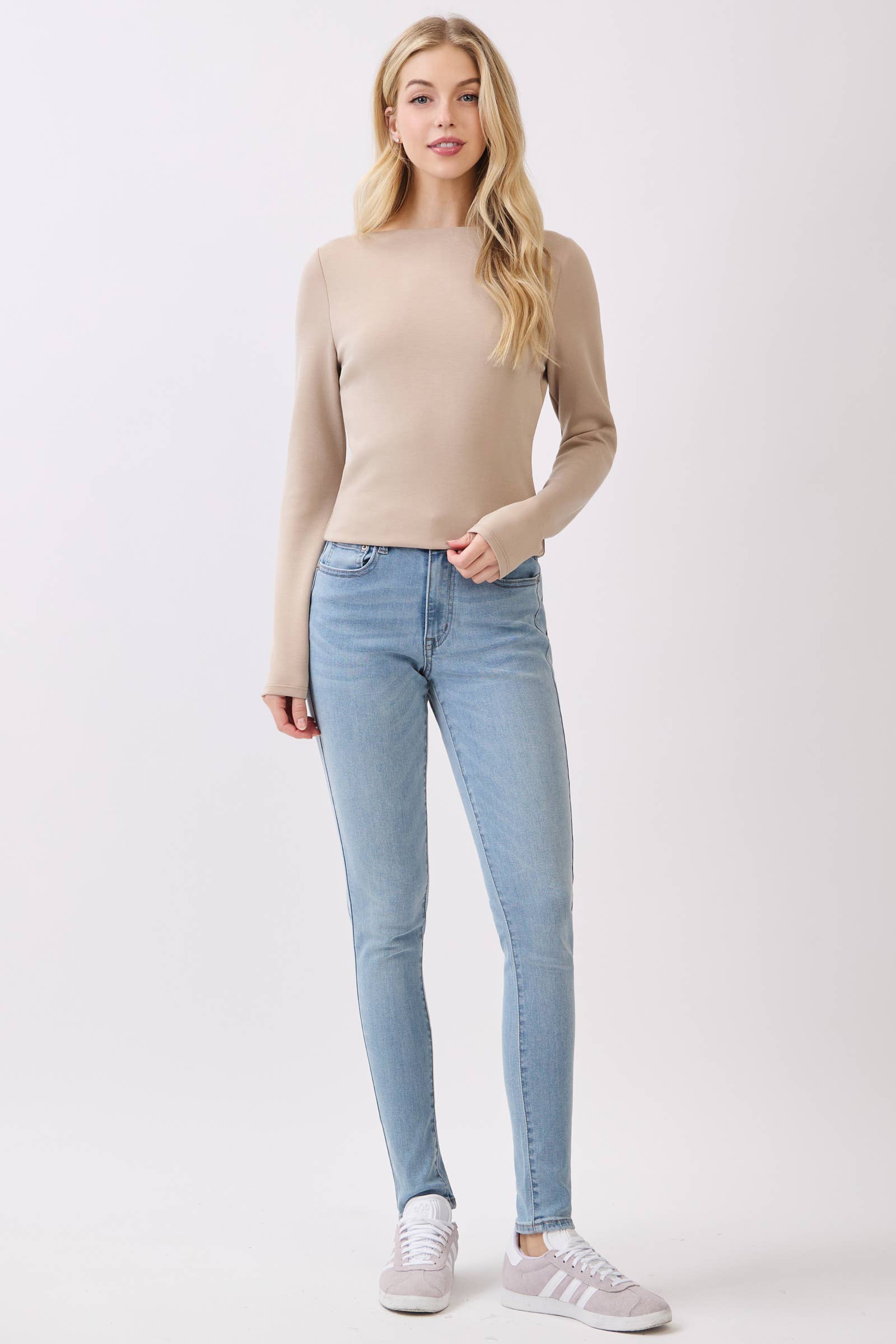 Final Touch - Wholesale Knit Top - Women's - Double Layer Boat Neck Long Sleeve Top - VT3153417