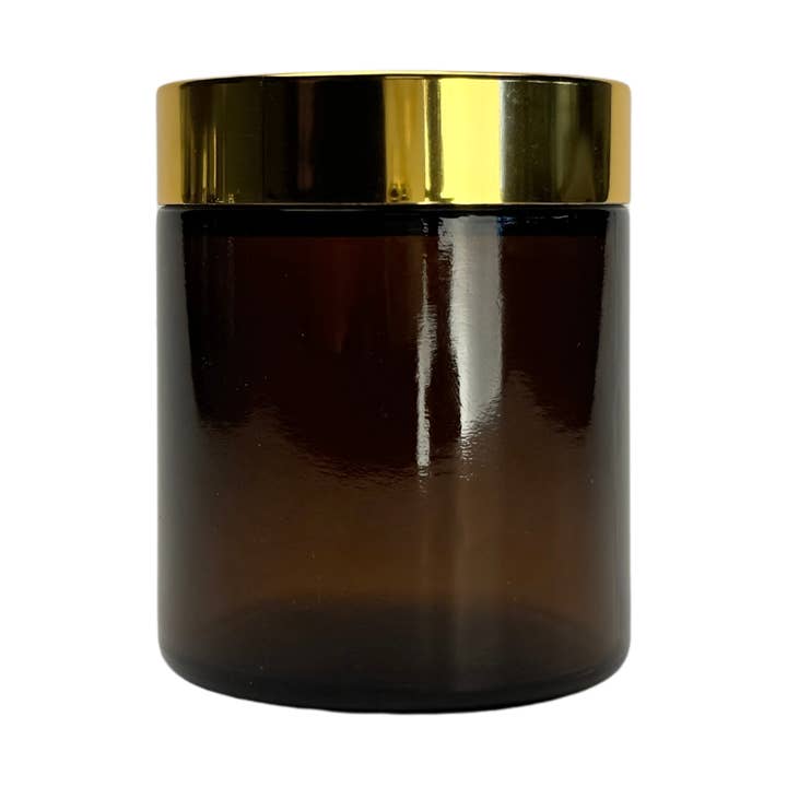 The Bottle Shoppe - Wholesale Jar - 4oz Amber Glass Jar Straight Sided with Gold Lid0