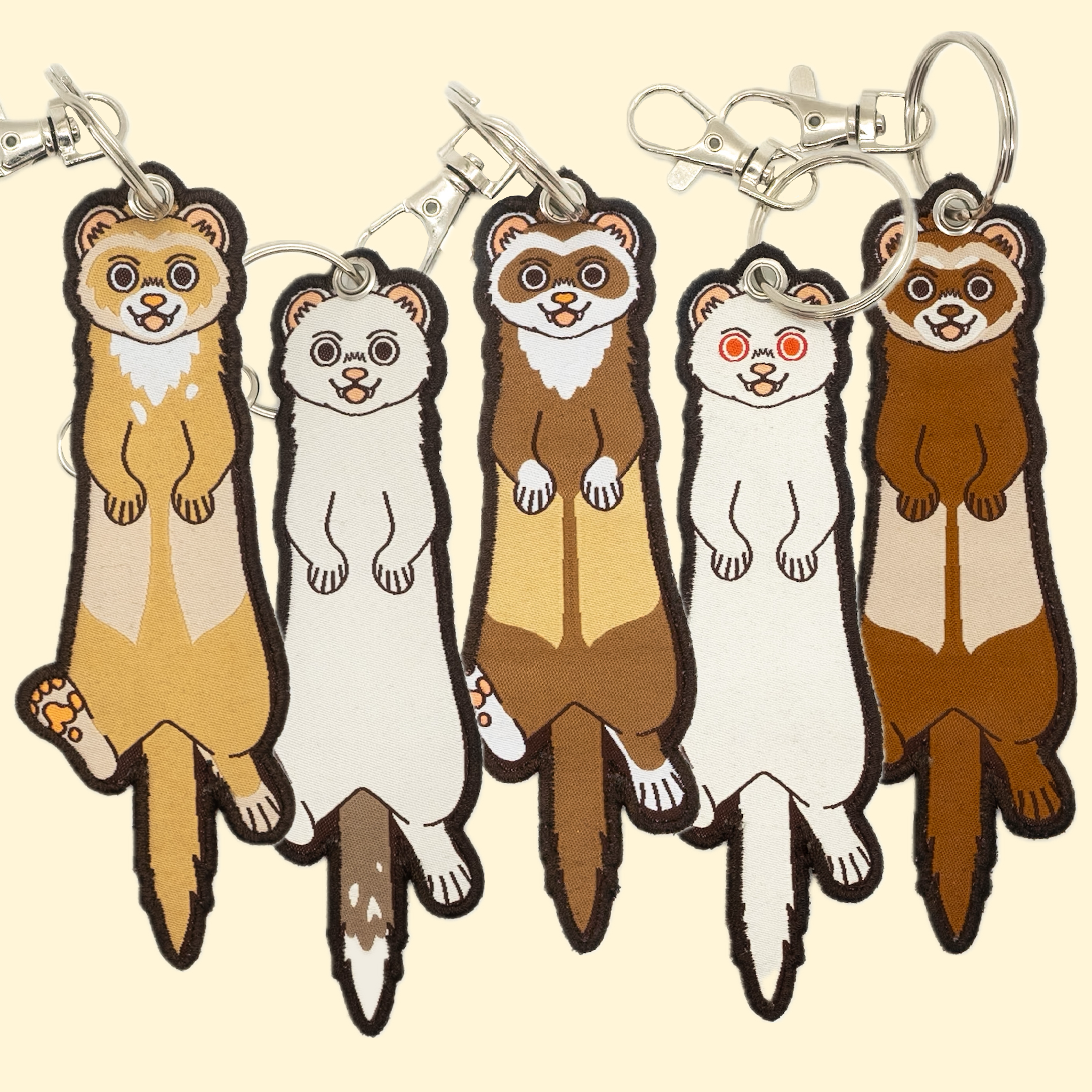 Camp Mustelid - Wholesale Keychain - Unisex - Ferret Embroidered Keychain1