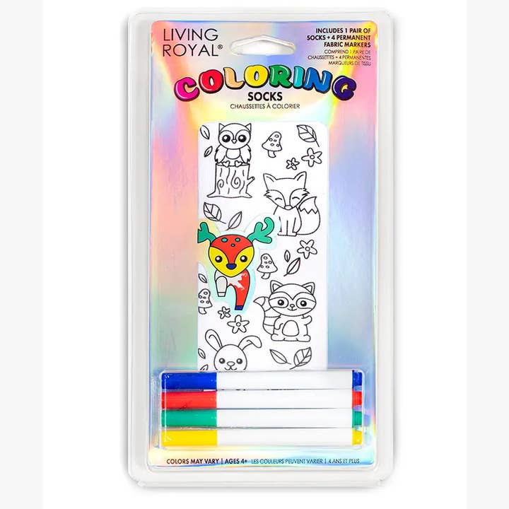 Living Royal - Wholesale Socks - Kids - Ankle Socks - DIY Coloring Kit - Woodland Critters