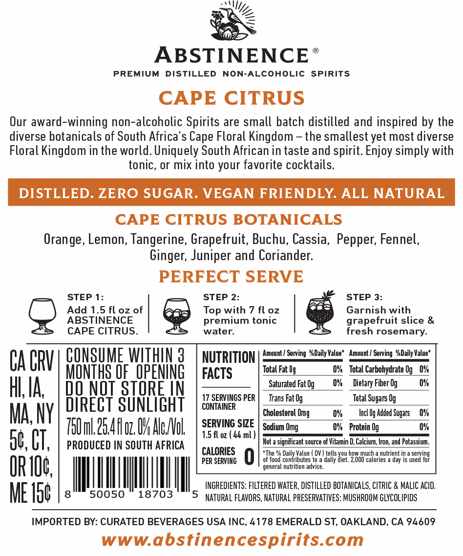 Abstinence Spirits - Vente Spiritueux/Vins/Bières sans alcool - Alternative au spiritueux sans alcool Cape Citrus3