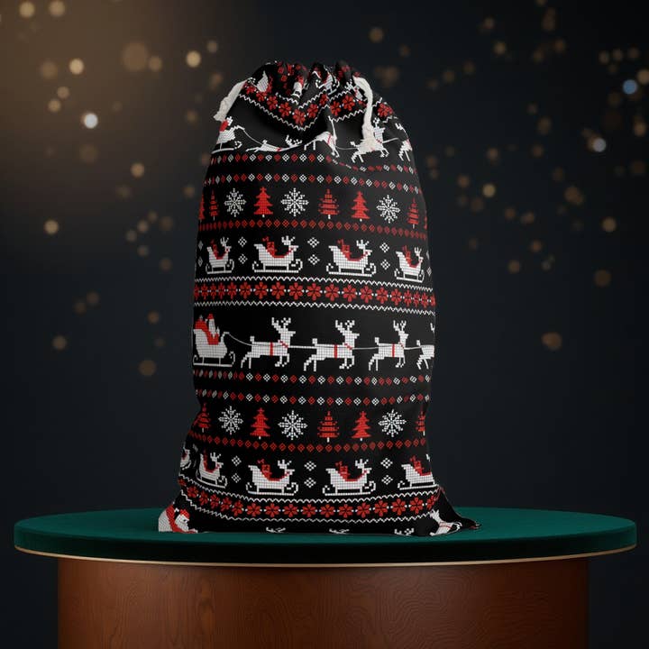 Sacco di Natale in stile nordico con Babbo Natale e design di renne per la vendita all'ingrosso da parte di Aminelle & Willow