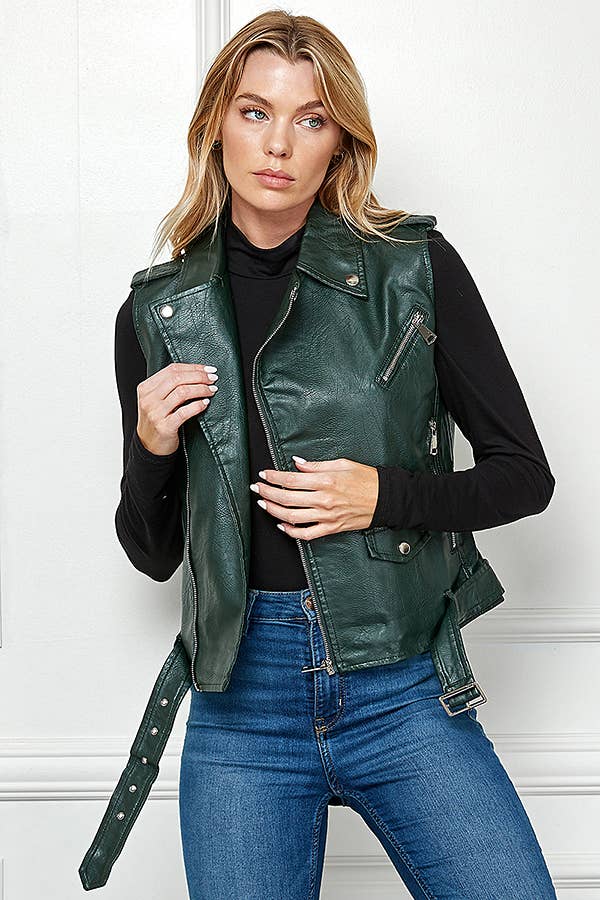 Veracci – wholesale Leather jacket – Women′s – Biker Faux Leather Sleeveless Jacket, Biker Vest14