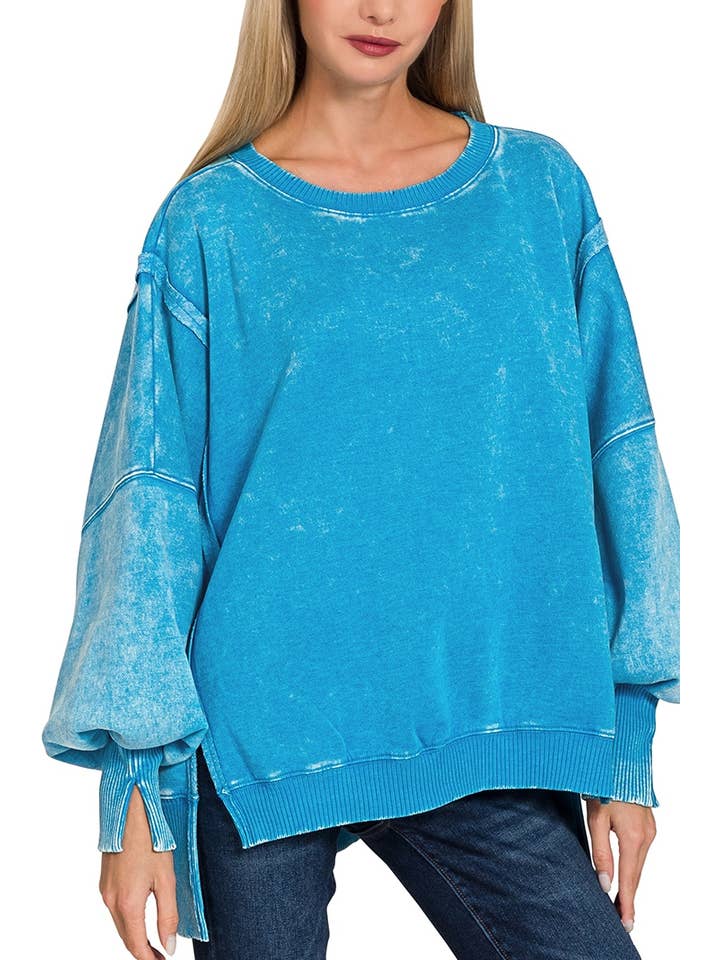 Vanilla Monkey - Wholesale Sweatshirt – Women's - Acid Washed Batwing Sleeve Fleece Sweatshirts9