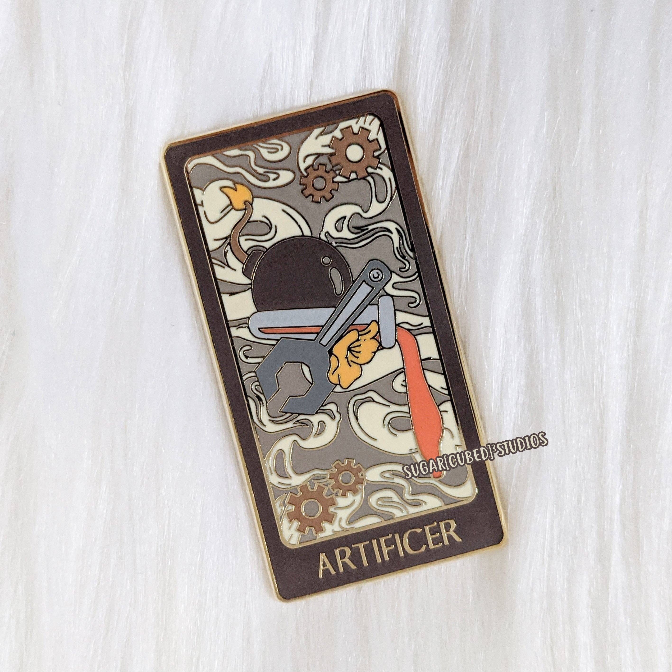 Sugar Cubed Studios - Wholesale Lapel Pin/Button - The Artificer - DnD Class Tarot Enamel Pin Series