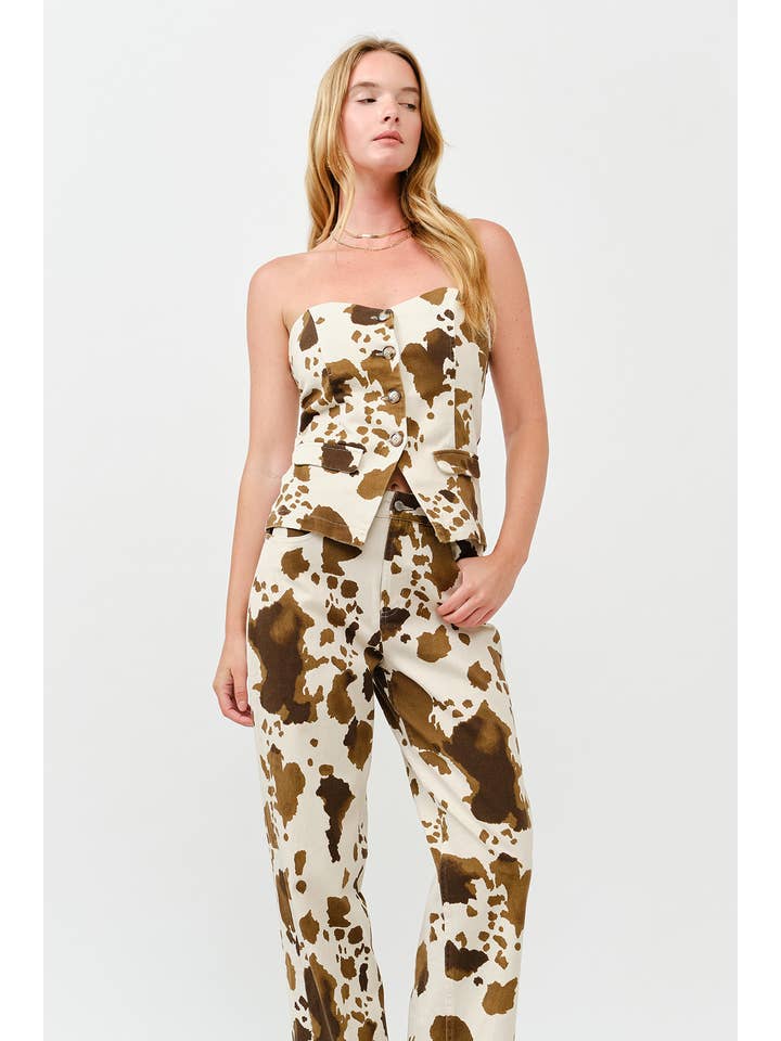 MULTI Fall Pre-washed cow-print baggy pants for wholesale on Faire8