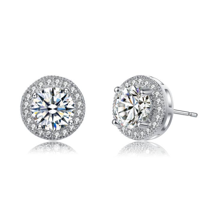 Pendientes Chapados en Oro Blanco (7611) para venta al por mayor de Rachel Glauber