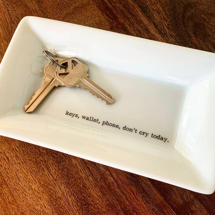 Buffalovely - Wholesale Decorative Plate/Dish/Bowl - Keys, Wallet, Phone, Don’t Cry Today Rectangular Key Dish2