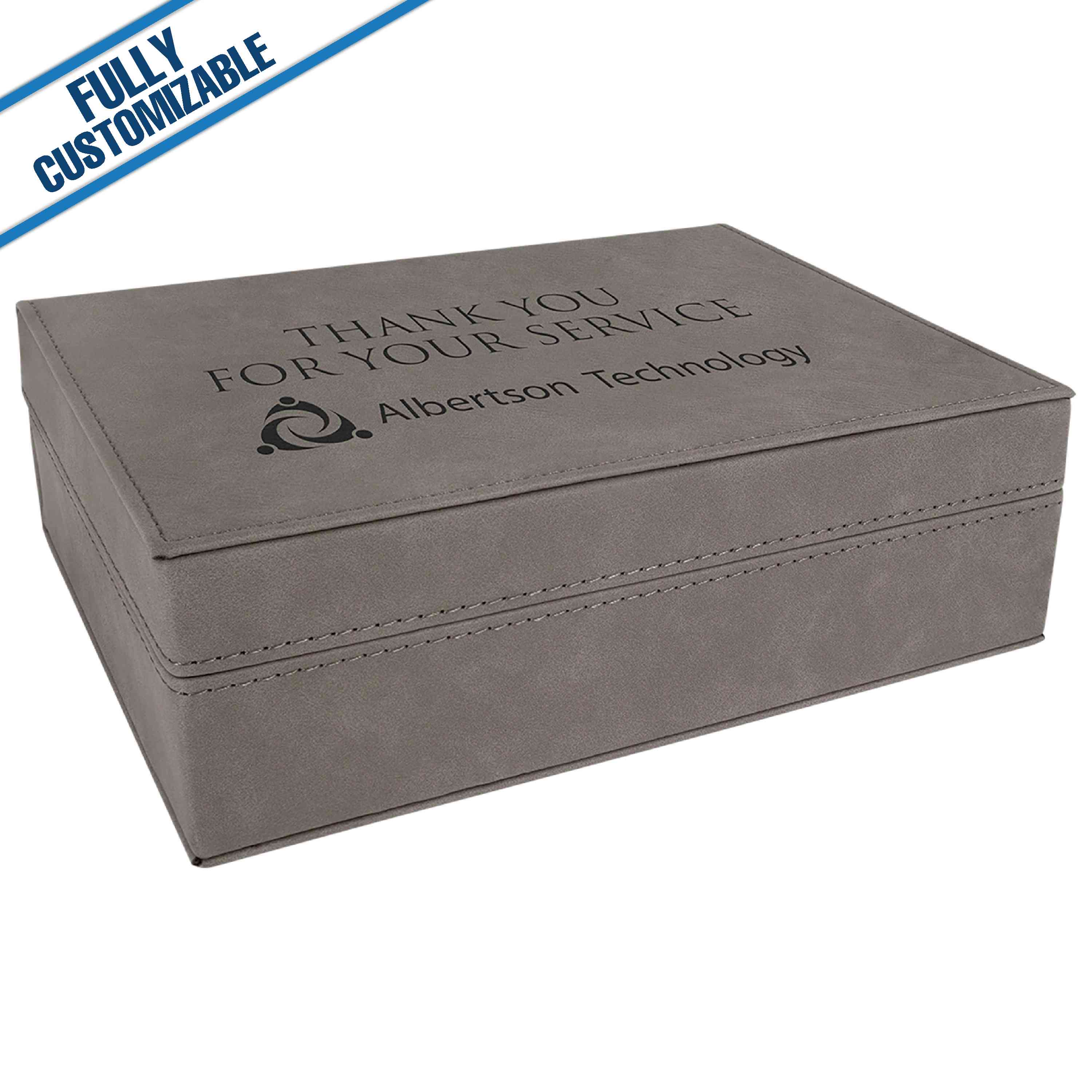 GiftWorksPlus - Wholesale Gift Box - Engraved Leatherette Rectangle Gift Box - Fully Customizable3