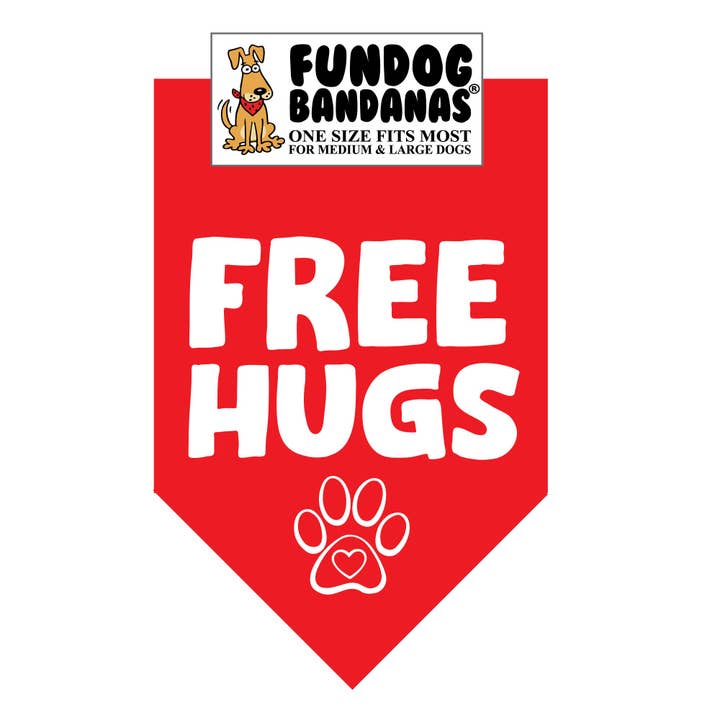 5 Pack - FREE HUGS Bandana 100% Cotton for Dogs for wholesale by FunDog Bandanas