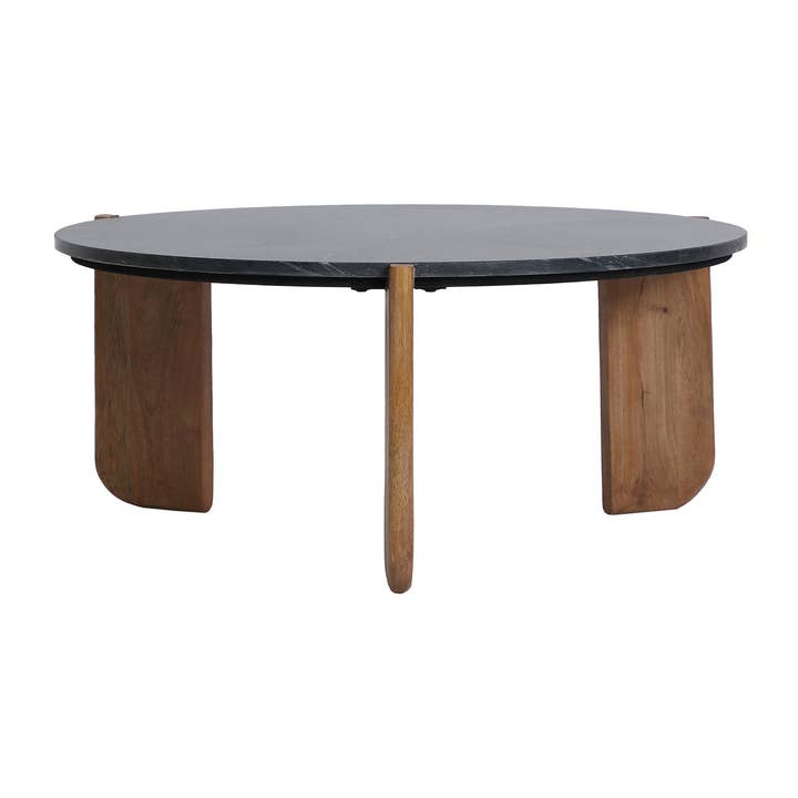 Valigny coffee table in black marble and mango wood for wholesale by Kodu Home Design