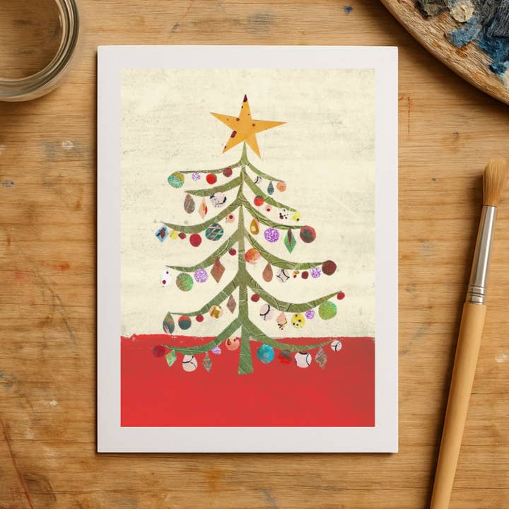 Christmas Tree Greetings Card , Pack Of 10 for wholesale by Kin Press Cards