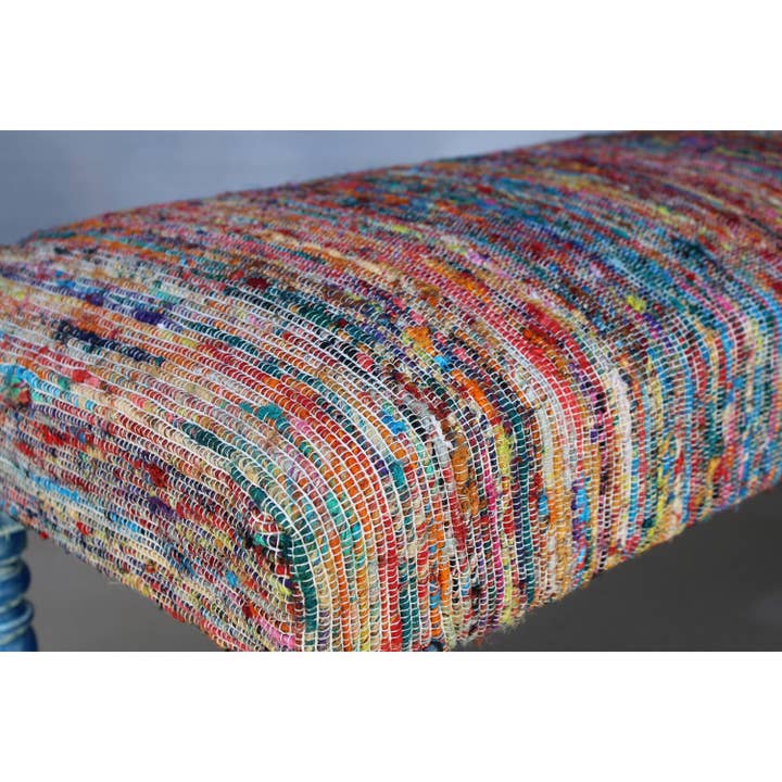 LR Home - Wholesale Bench - Bohemian Multicolor Abstract Blue Legs Indoor Bench