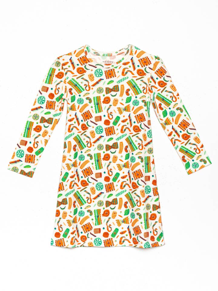 Pasta Festa Organic Pima Cotton Dodo Dress for wholesale by Dodo Banana