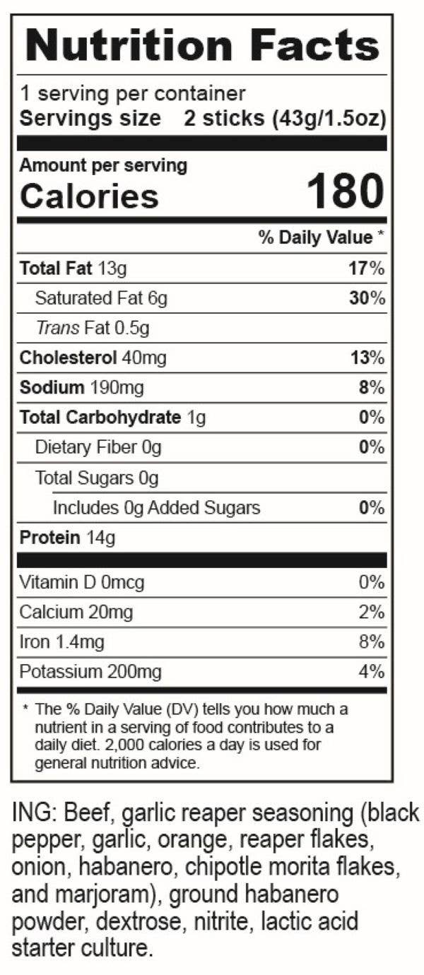 TorchBearer Sauces - Wholesale Jerky - Garlic Reaper Meat Sticks1