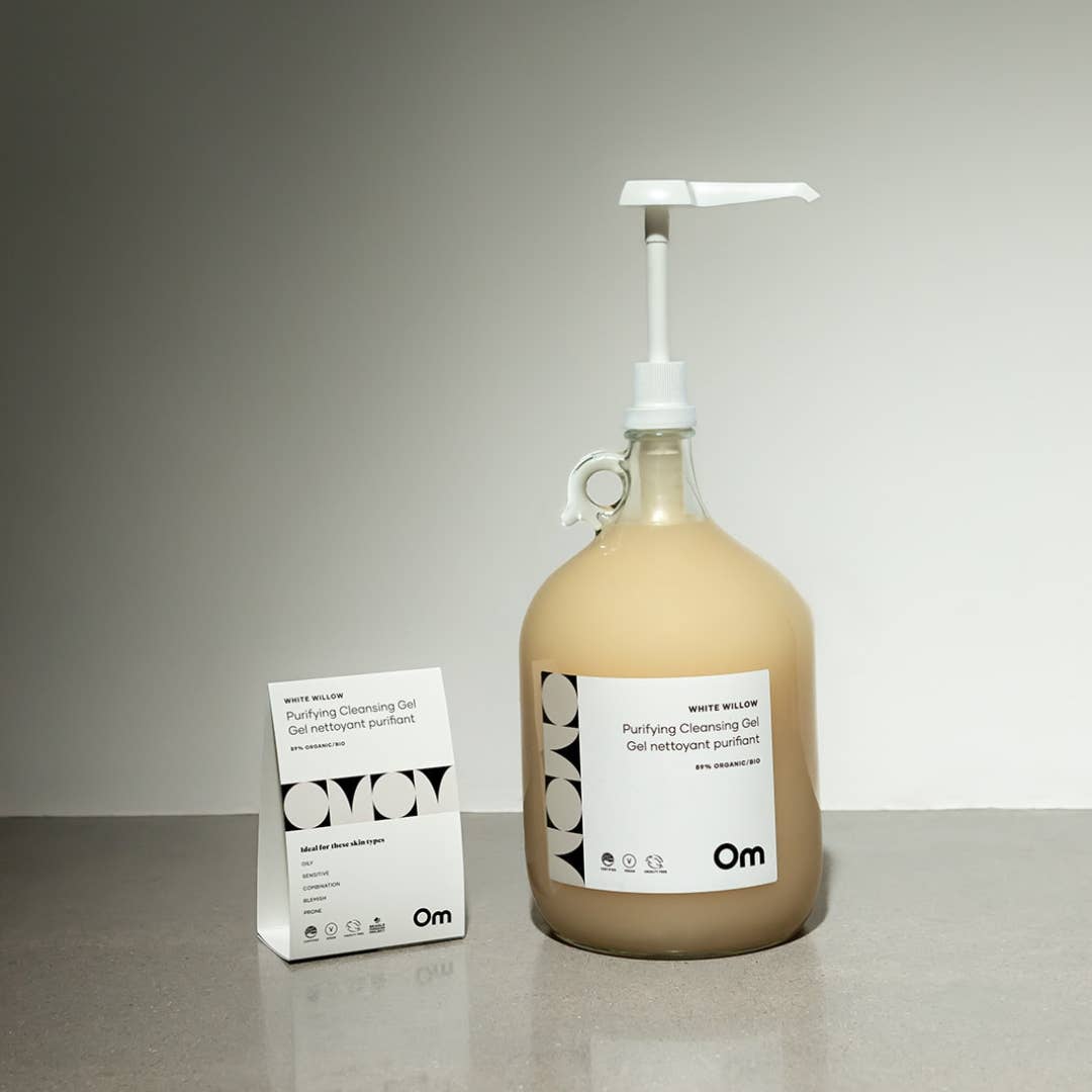 Om Organics Skincare - Wholesale Facial Cleanser - Bulk 1 Gallon White Willow Purifying Cleansing Gel