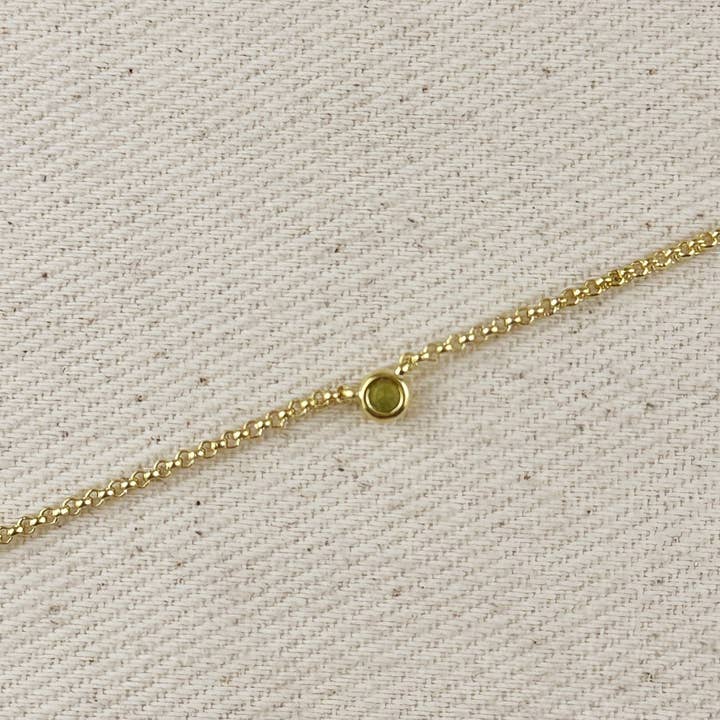 GoldFi - Wholesale Link & chain bracelet - 18k Gold Filled Dainty Bezel CZ Birthstone Bracelet7