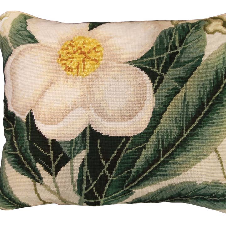 Cherokee Rose Needlepoint Pillow 16" X 20" for wholesale by Michaelian Home/India Overseas Traders, Inc.