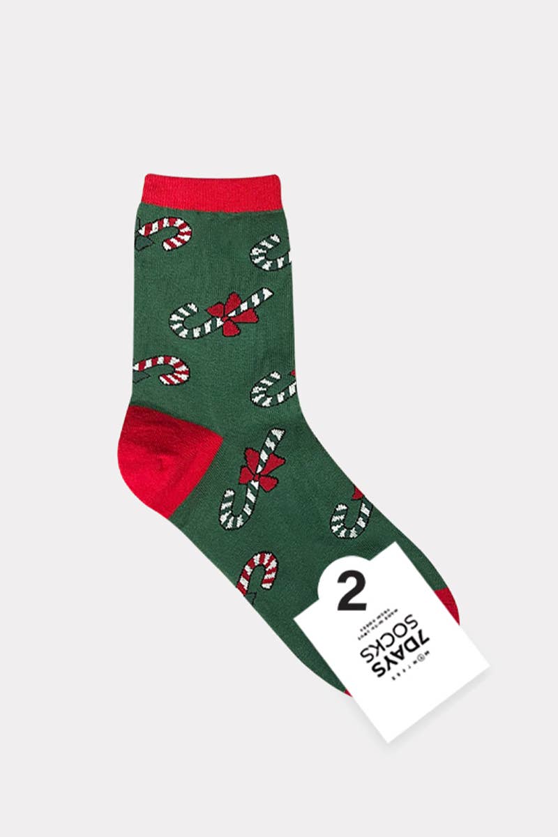 7DAYSSOCKS - Wholesale Socks - Women's - Women's Christmas Warm Winter Crew Socks - Tree Farm1