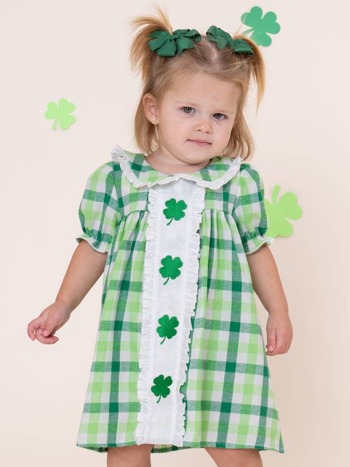 Shamrocks Darling Cotton Plaid Dress for wholesale by Marie Nicole Clothing