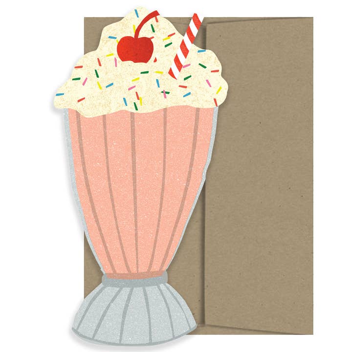 Isatopia - Wholesale Everyday Greeting Card - Milkshake Card - American Collection Die Cut