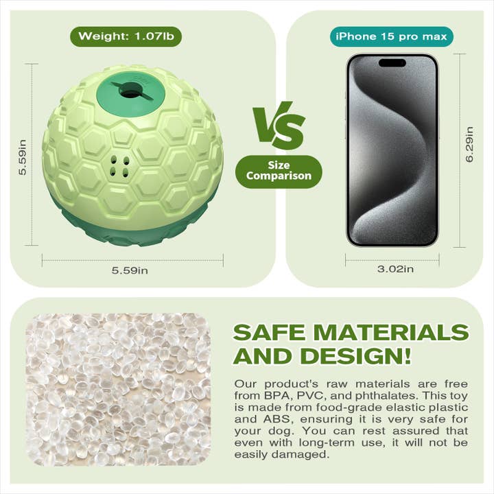 Green KADTC DOG WOBBLE GIGGLE TREAT BALL for wholesale on Faire2