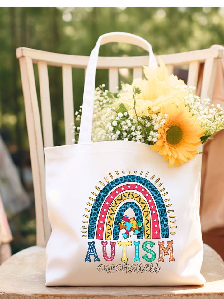 Autism awareness tote bag for wholesale by Pink pretty designs