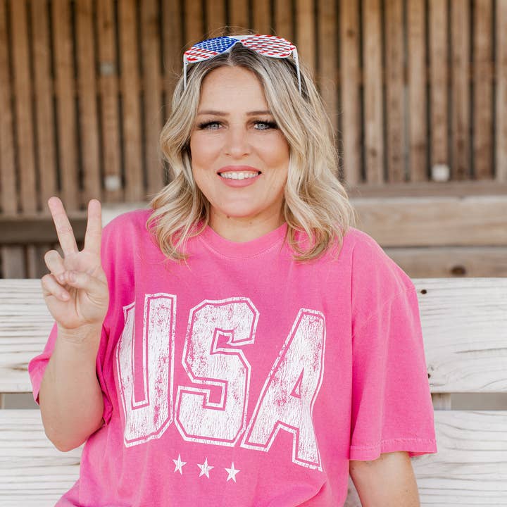 USA Star Tee *6 Colors (S-3X) for wholesale by Chloe Vs Tank