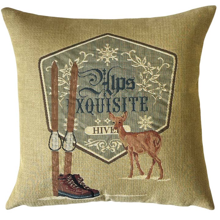 Housse de coussin ski - déco montagne - cadeau pour amateur de ski pour la vente par yapatkwa - art of the loom