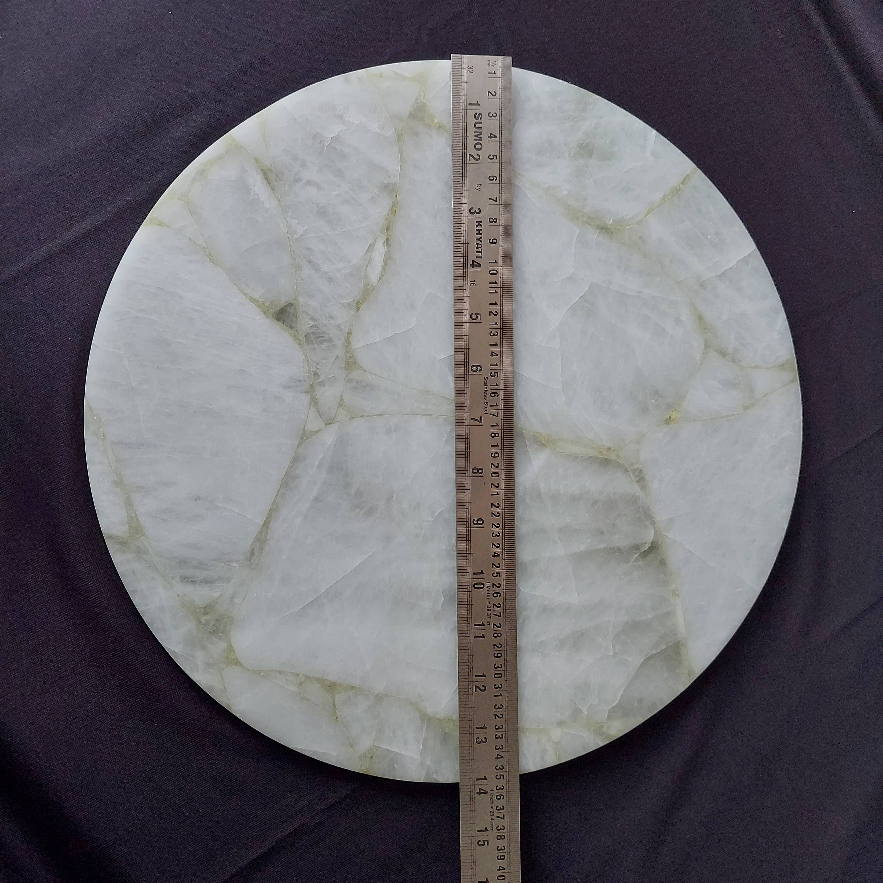 Serein Wellness - Wholesale Decoratief dienblad - dienblad van kristalagaat, 14" rond natuurlijk kristalkwartskartbord4