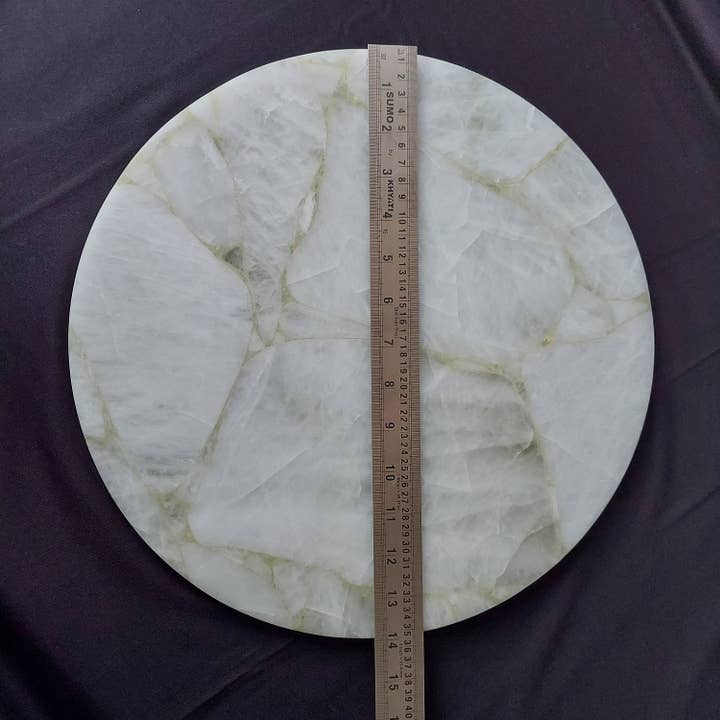 Serein Wellness - Wholesale Decoratief dienblad - dienblad van kristalagaat, 14" rond natuurlijk kristalkwartskartbord4