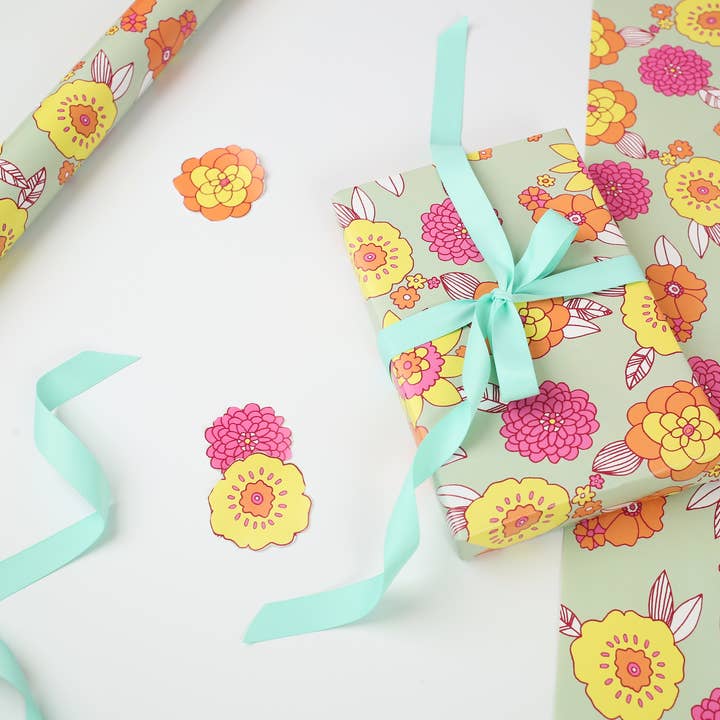 Swinging Floral Gift Wrap | Wrapping Paper Sheets for wholesale by You've Got Pen On Your Face