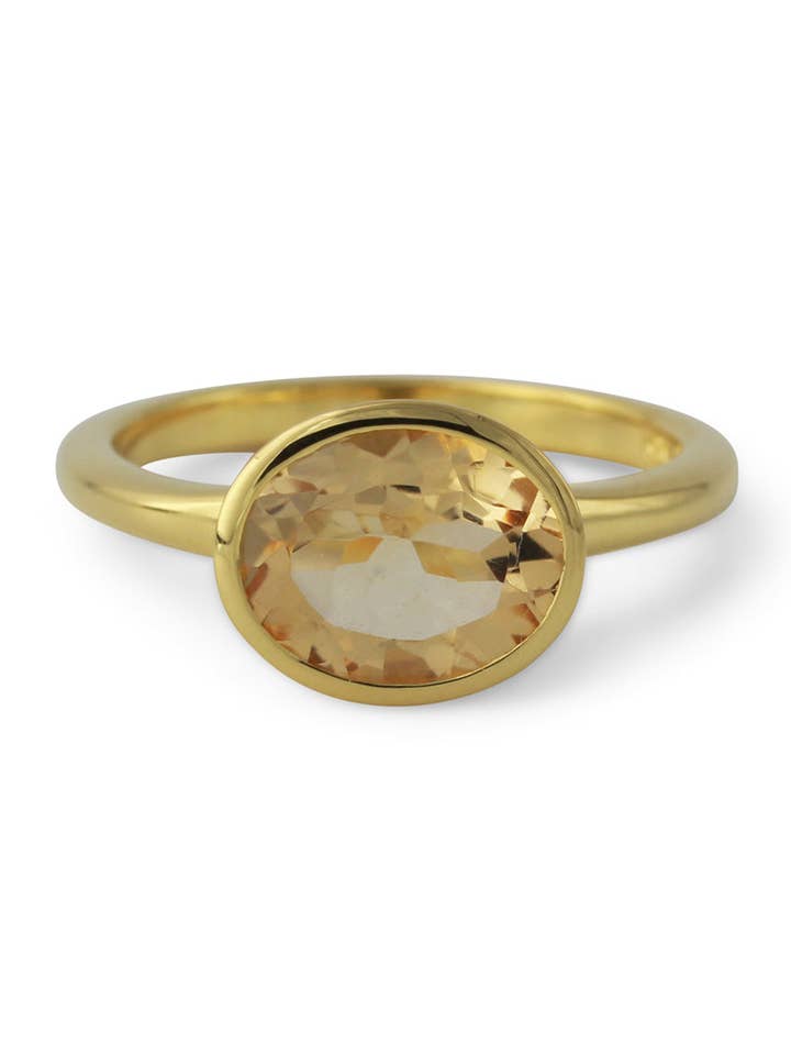 Zilveren ring met 10x8mm citrien, 18kt verguld voor wholesale door Campur GmbH