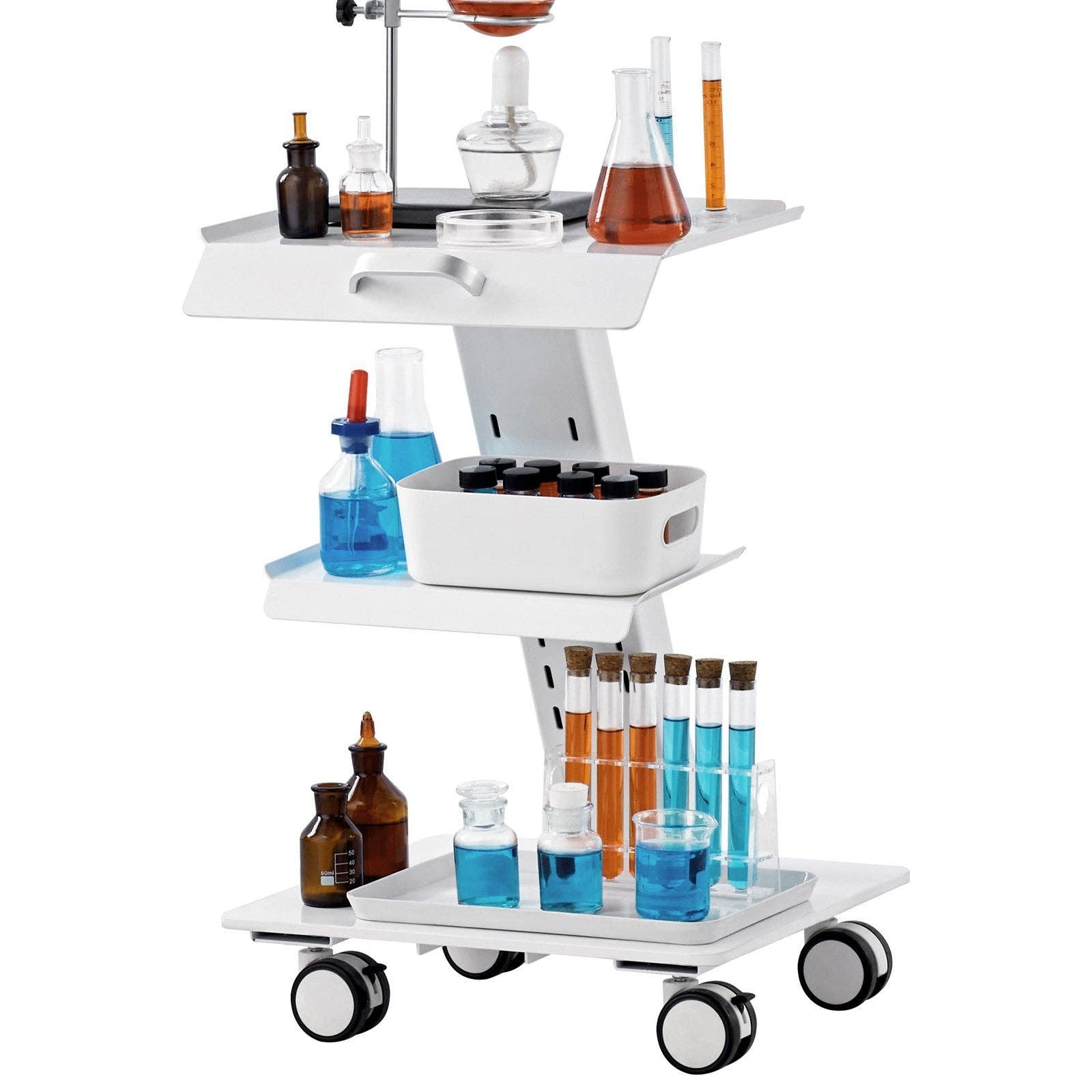 39F Inc. - Wholesale Free Standing Shelf - 3 Tier Stainless Steel Rolling Lab Cart with Wheels for Clin5