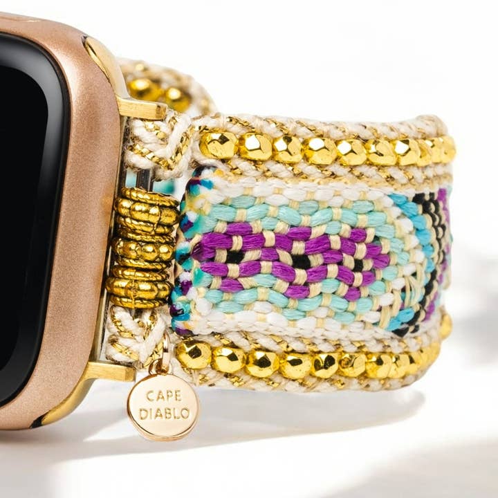 Golden Flower Apple Watch Strap for wholesale by Cape Diablo