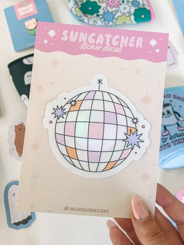 Discoball Suncatcher Window Decal for wholesale by Jollie Ollie Designs