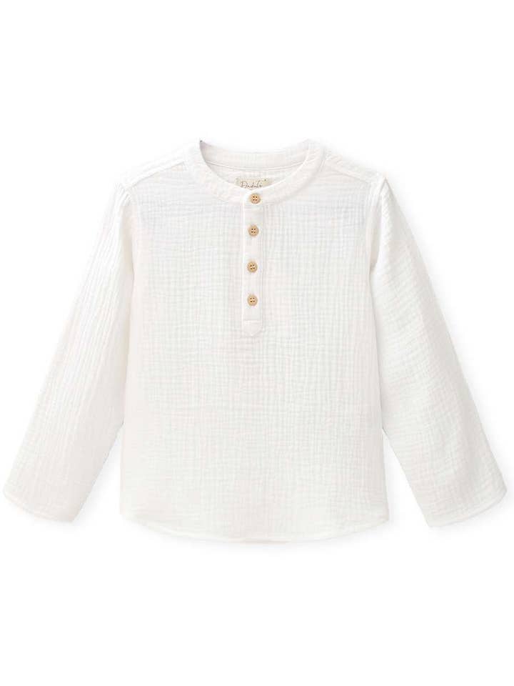 Dadati Langarm-Hemd für Jungen mit Mao-Kragen in Offwhite für den Großhandel von Dadati