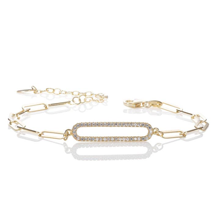 Bracciale da donna con catena a maglie placcate in oro con zirconia cubica per la vendita all'ingrosso da parte di Namana