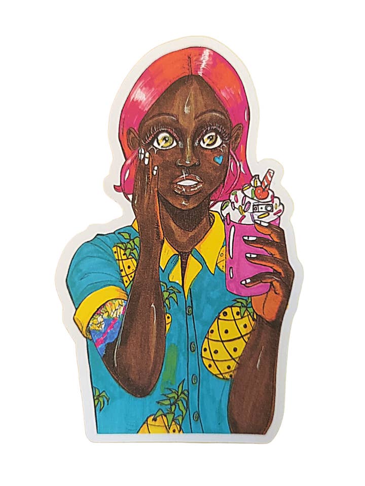 Black Anime Girl Sticker for wholesale by D. Ridley Designs