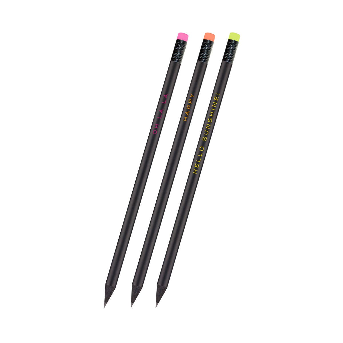 Rössler Papier - Wholesale Pencil - Neon Pencils 3-Piece Set with Quote & Eraser0
