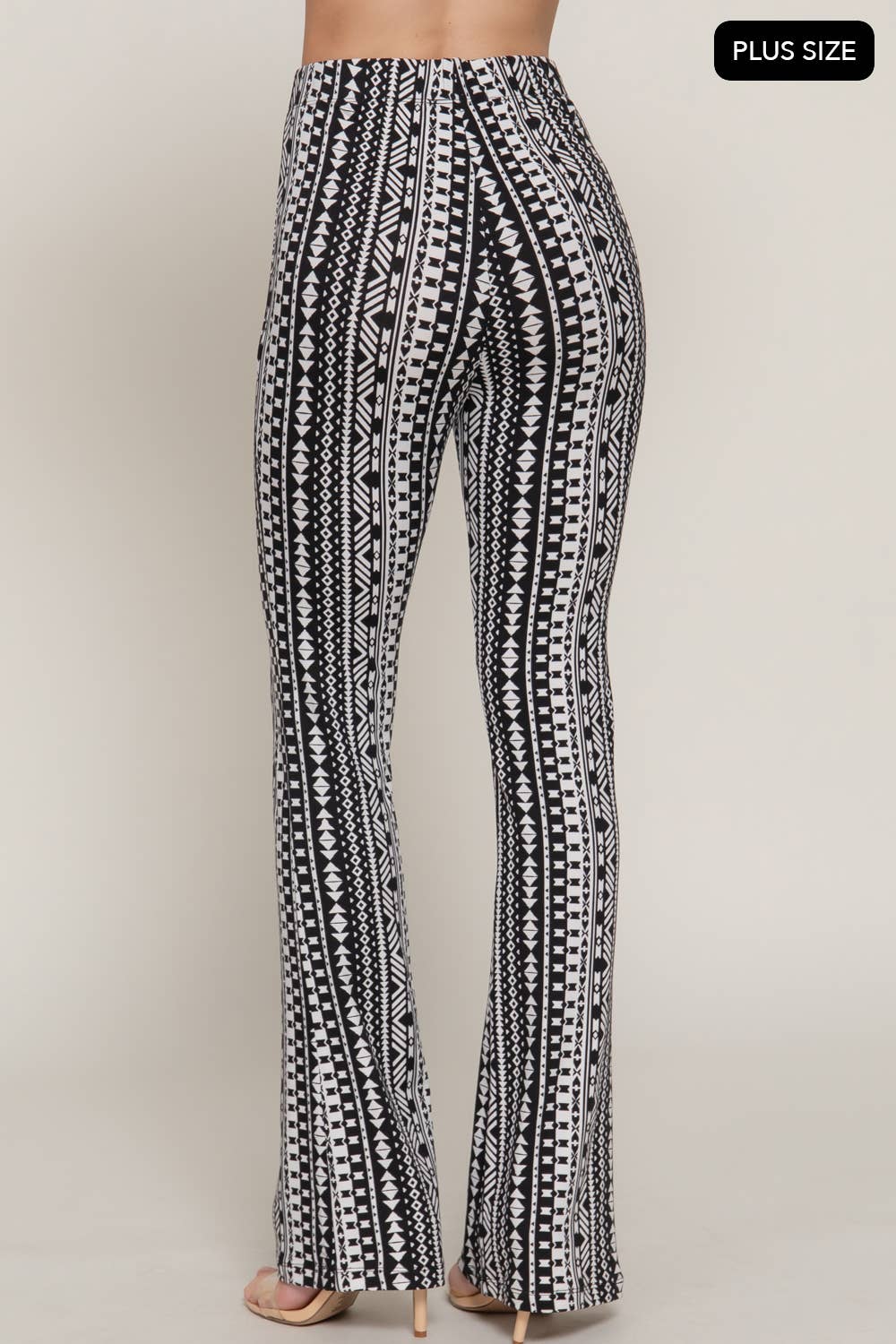 Active Basic | Active USA - Wholesale Pants - Women's - [PLUS SIZE] Waist Elastic Slim Flare Printed Pants1