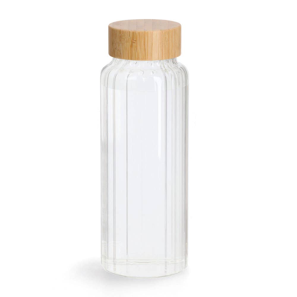 transparent Glass bottle with bamboo lid, 1000 ml for wholesale on Faire1